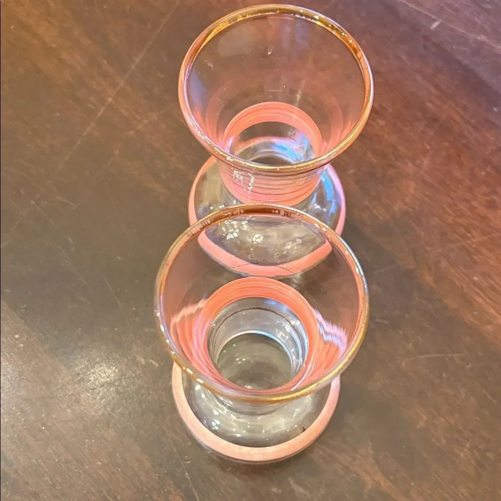 Elegant Vintage Pink Stripe Bud vases